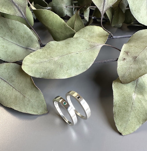 Silver Ring, Flush Set Gemstone