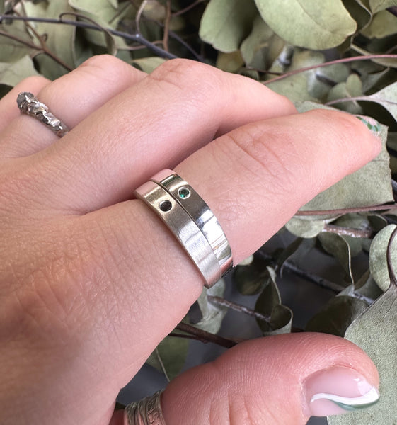 Silver Ring, Flush Set Gemstone