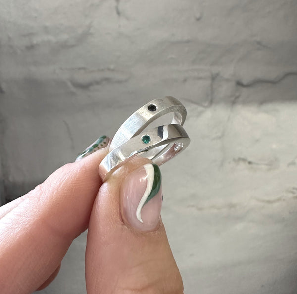 Silver Ring, Flush Set Gemstone