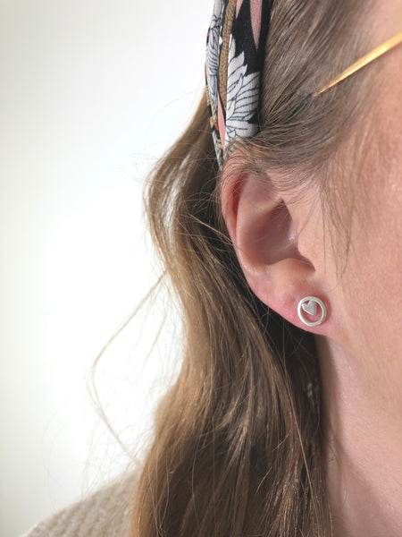 Silver Mini Heart Studs