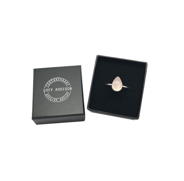 Pear Rose Quartz Ring