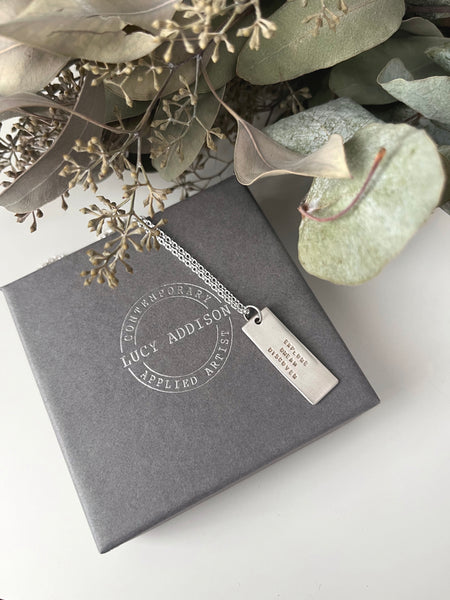 Silver Tag Necklace - Heart/Clover/Quote