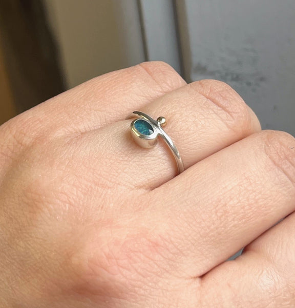 Opal Ring, Gold Dot Detail