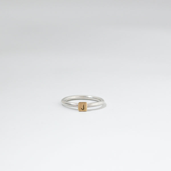 Silver & 9ct Gold Initial Ring