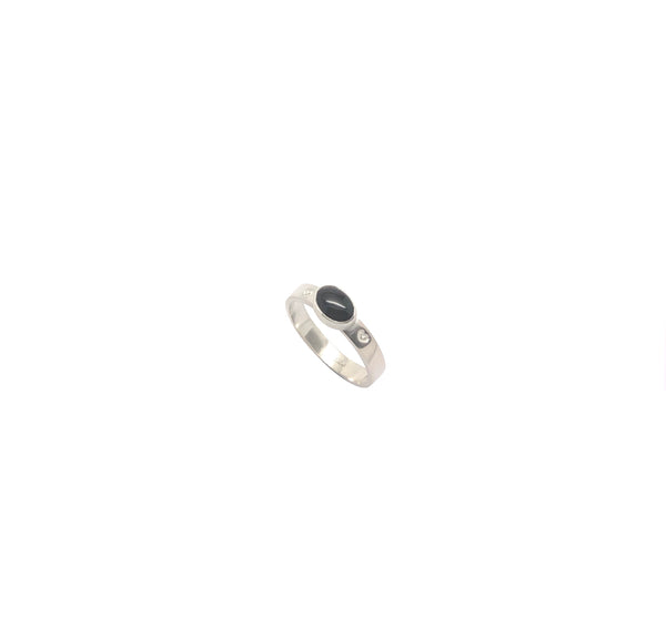 Silver Onyx Heart Ring