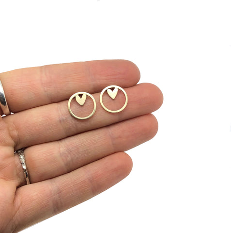 Gold Maxi Heart Studs