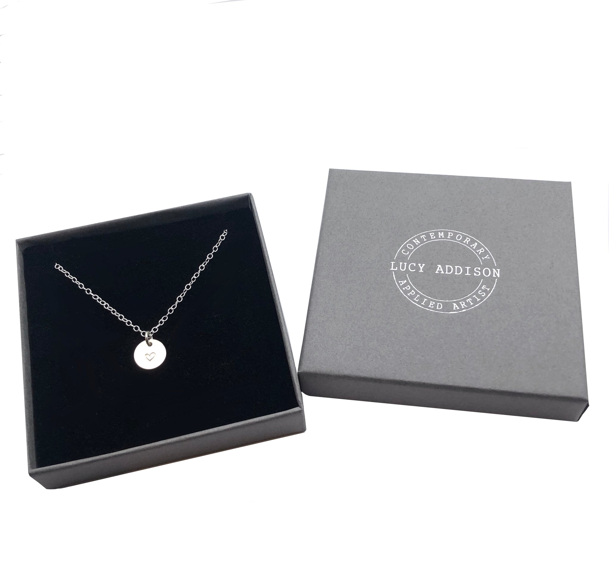 Silver Disc Heart Necklace