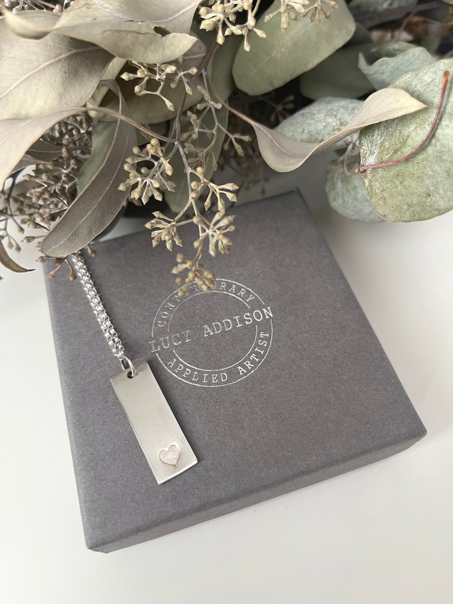 Silver Tag Necklace - Heart/Clover/Quote