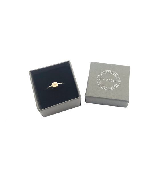 Silver & 9ct Gold Initial Ring