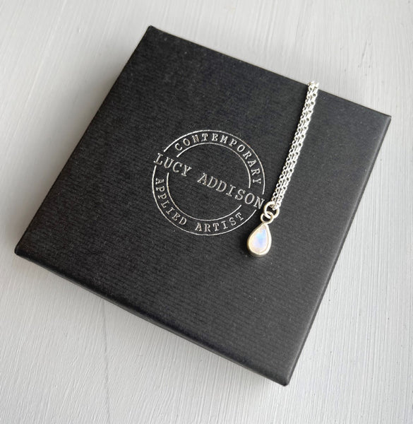 Pear Rainbow Moonstone Necklace