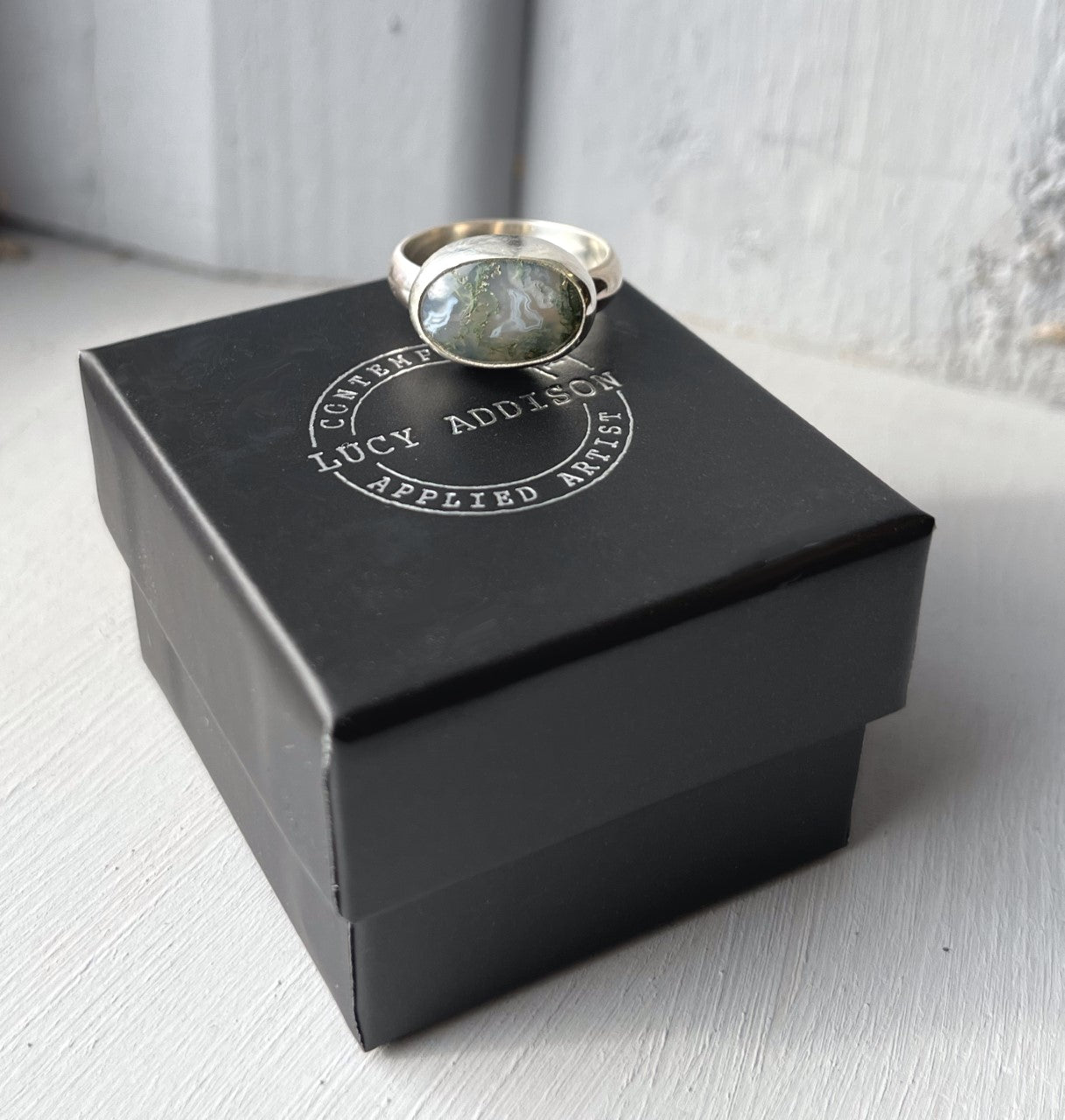 Moss Agate Ring, Size K